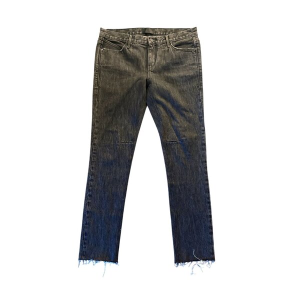 Rta Distressed Slim Fit Ankle Jeans in Washed Black